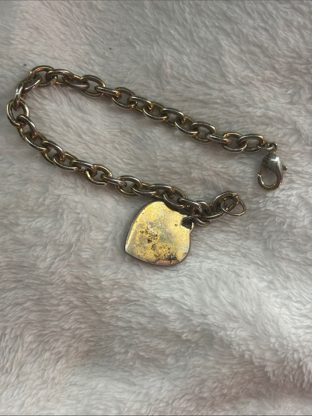 Gold-Tone Heart Charm Chain Bracelet - Unbranded